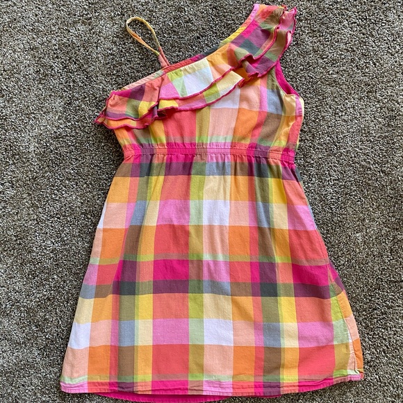 Girls Plaid One Shoulder Dress Gymboree Size 7 - Picture 4 of 4